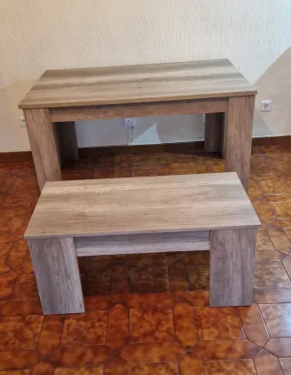 Conjunto mesas salón madera