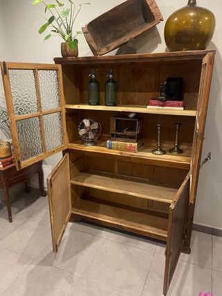 Vitrina Alacena Madera Cristal Antigua