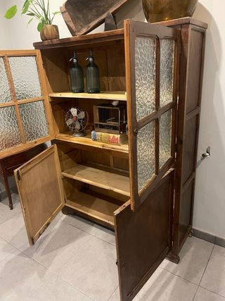 Vitrina Alacena Madera Cristal Antigua