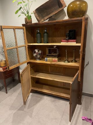 Vitrina Alacena Madera Cristal Antigua