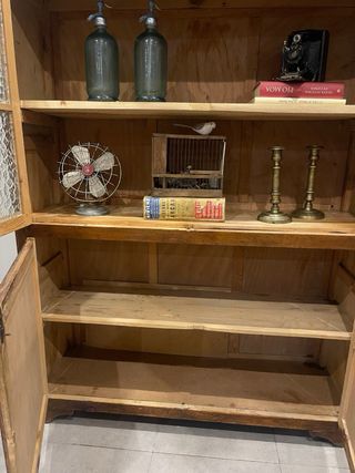 Vitrina Alacena Madera Cristal Antigua