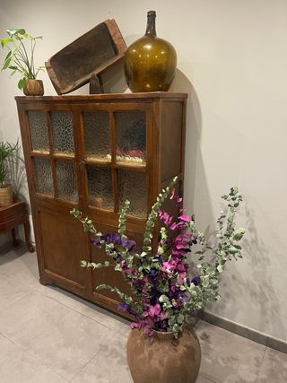 Vitrina Alacena Madera Cristal Antigua