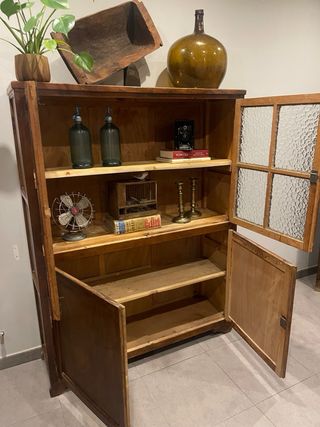 Vitrina Alacena Madera Cristal Antigua