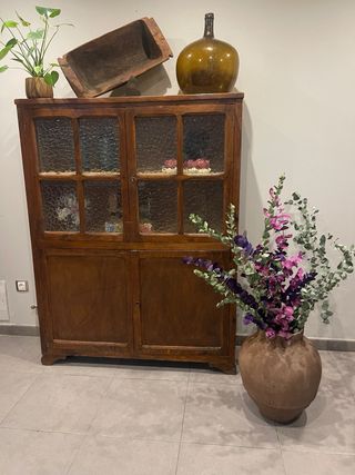 Vitrina Alacena Madera Cristal Antigua