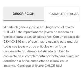 Joyero con espejo blanco