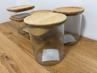 6 Recipientes cristal con tapa bambú Ikea