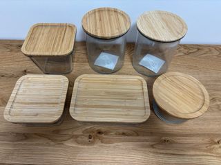 6 Recipientes cristal con tapa bambú Ikea