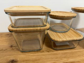 6 Recipientes cristal con tapa bambú Ikea