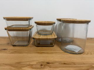 6 Recipientes cristal con tapa bambú Ikea
