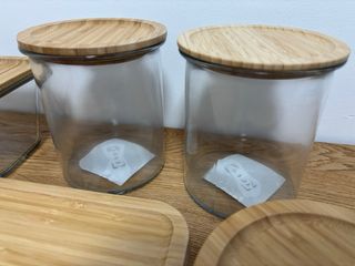 6 Recipientes cristal con tapa bambú Ikea
