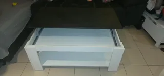 Mesa Centro Elevable Moderna Negra y Blanca