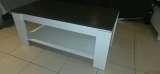 Mesa Centro Elevable Moderna Negra y Blanca