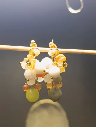 Orecchini Murano Giada Arancione Fiori