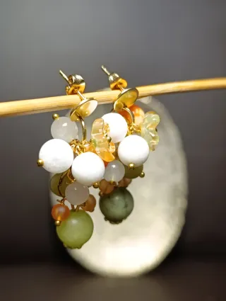 Orecchini Murano Giada Arancione Fiori