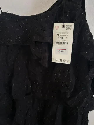 Top Zara Negro Brillos Talla M