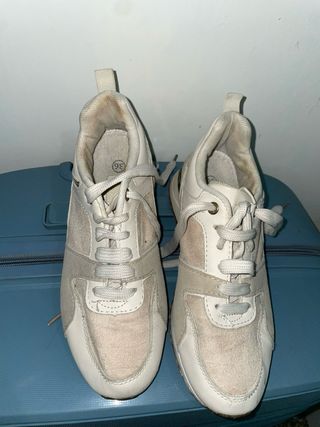 Zapatillas deportivas mujer beige/blanco talla 36
