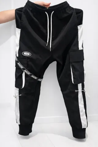 Pantalón Cargo Streetwear KOYYE Negro Blanco
