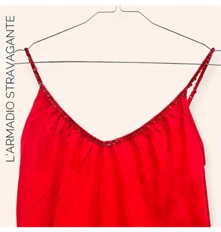 Top Benetton paillettes rosso tg M
