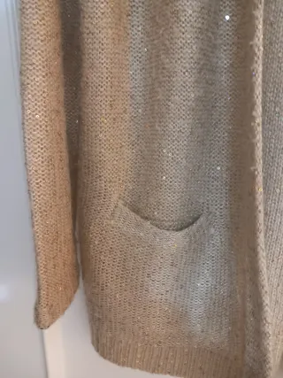 Chaqueta Beige con Lentejuelas Mujer