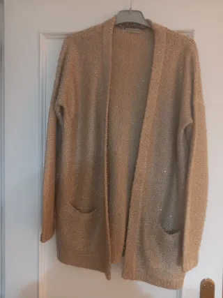 Chaqueta Beige con Lentejuelas Mujer