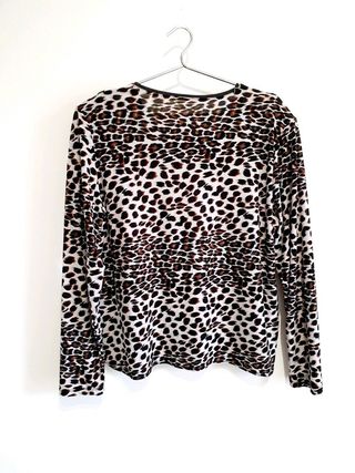 Top camiseta Animal T L  blanco, negro y marrón