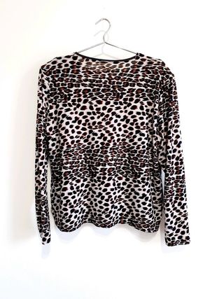 Top camiseta Animal T L  blanco, negro y marrón