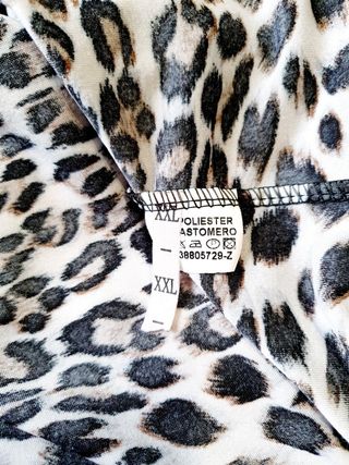 Top camiseta Animal T L  blanco, negro y marrón