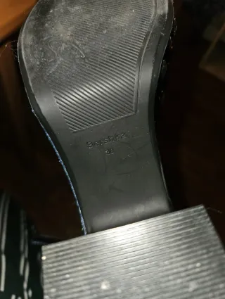 Sandalias Bershka Velvet Tachuelas Azul Talla 38