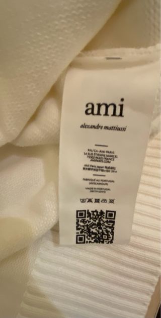 Maglione Ami Paris Bianco con Cuore Rosso