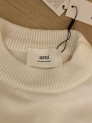 Maglione Ami Paris Bianco con Cuore Rosso