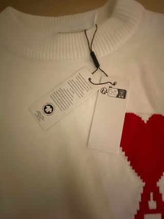 Maglione Ami Paris Bianco con Cuore Rosso