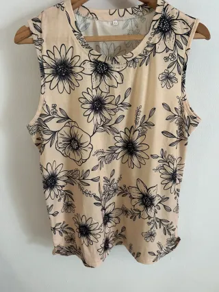 Camisa sin mangas estampada floral talla L