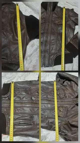 Cazadora Biker Piel Genuina Marrón