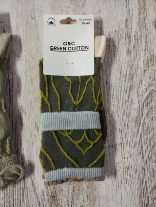 2 Pares Calcetines G&C GREEN COTTON Talla 35-40
