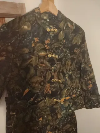 Traje vintage de pantalón ancho modo falda y chaqu