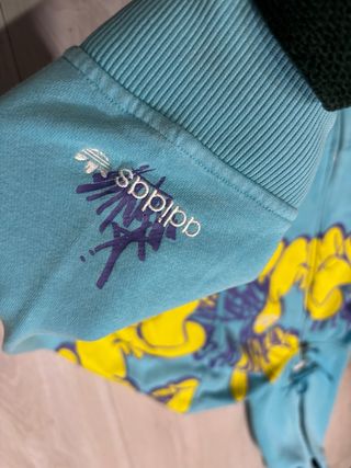 Sudadera Adidas Y2K Graffiti Azul y Amarillo 00s