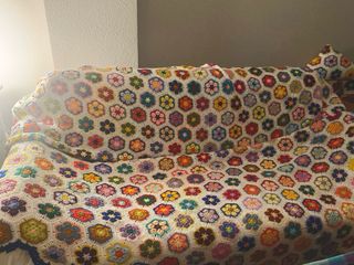 Manta crochet vintage grande ganchillo de flores