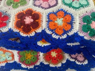 Manta crochet vintage grande ganchillo de flores
