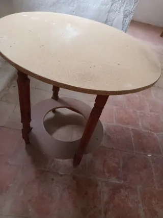 Mesa camilla redonda madera y corcho