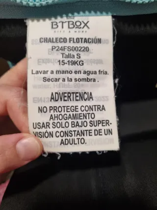 Chaleco Flotador BTBOX Talla S (15-19 kg)