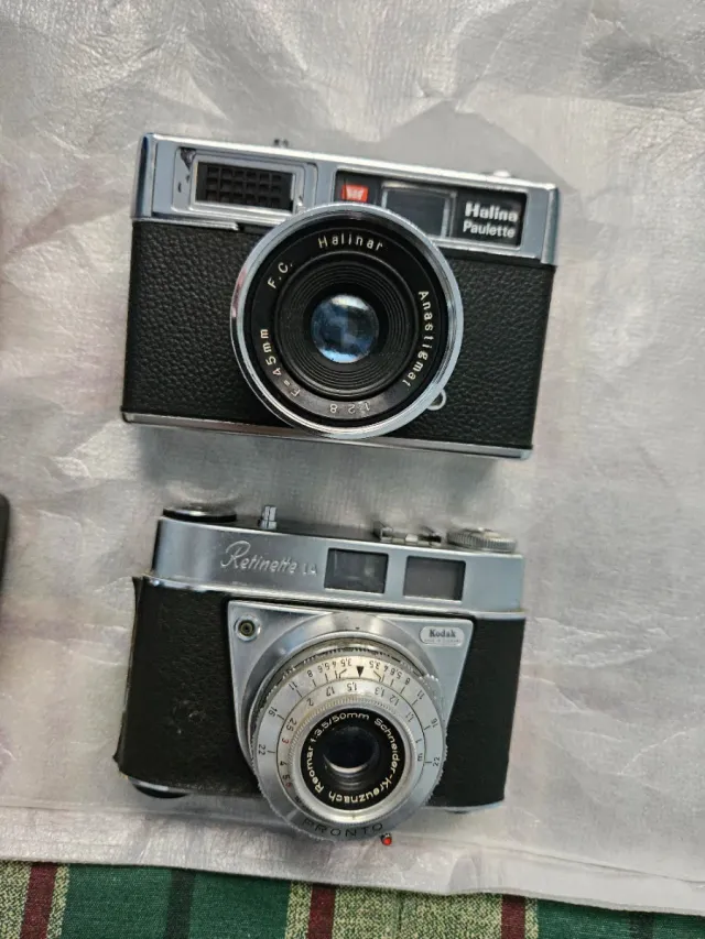 Lote 5 de cámaras analógicas y bolsa