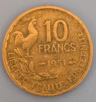 Moneda 10 Francos Franceses 1951