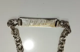 Pulsera esclava plata grabada por dentro y fuera