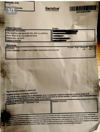 Cama articulada con carro elevador