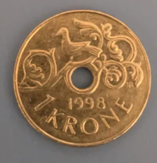 Moneda 1 Krone Noruega 1998