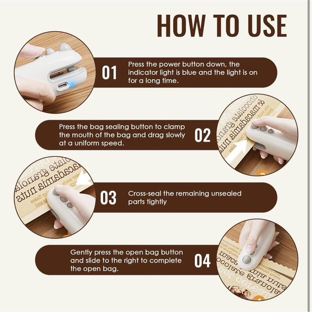 Sellador de bolsas portátil USB