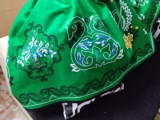 Falda regional verde con cisnes