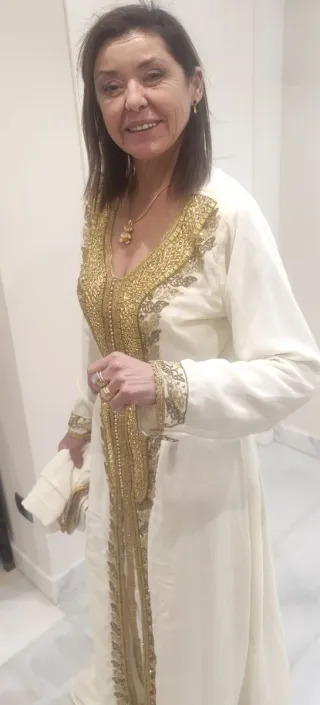 Vestido Árabe Dubai Pedrería Bordado Talla L XL 42