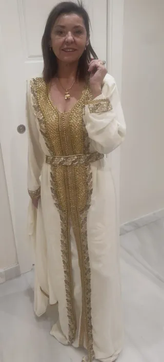 Vestido Árabe Dubai Pedrería Bordado Talla L XL 42
