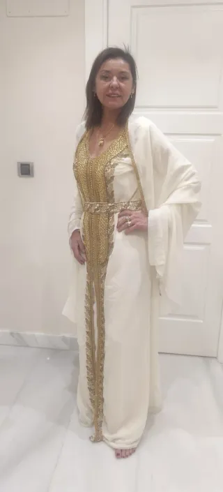 Vestido Árabe Dubai Pedrería Bordado Talla L XL 42